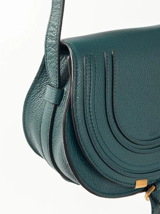 Chloe Marcie Small Steel Blue Grained Leather Crossbody - Picture 8 of 12